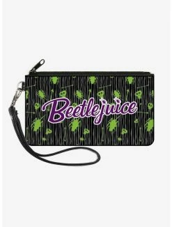 Hot Sale π― Beetlejuice Roach Skull Doodles Zip Clutch Canvas Wallet π
