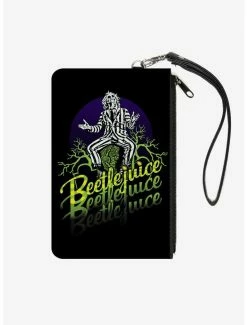 Brand new π€© Beetlejuice Sitting on Tombstone Pose Zip Clutch Canvas Wallet π