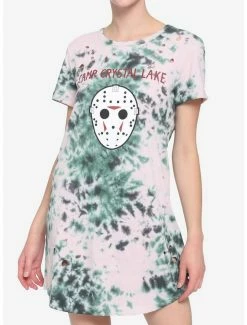 Buy 🎁 Friday The 13th Camp Crystal Lake Distressed Tie-Dye T-Shirt Dress ⌛