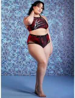 Best deal β€οΈ A Nightmare On Elm Street Grommet High-Waisted Swim Bottoms Plus Size π