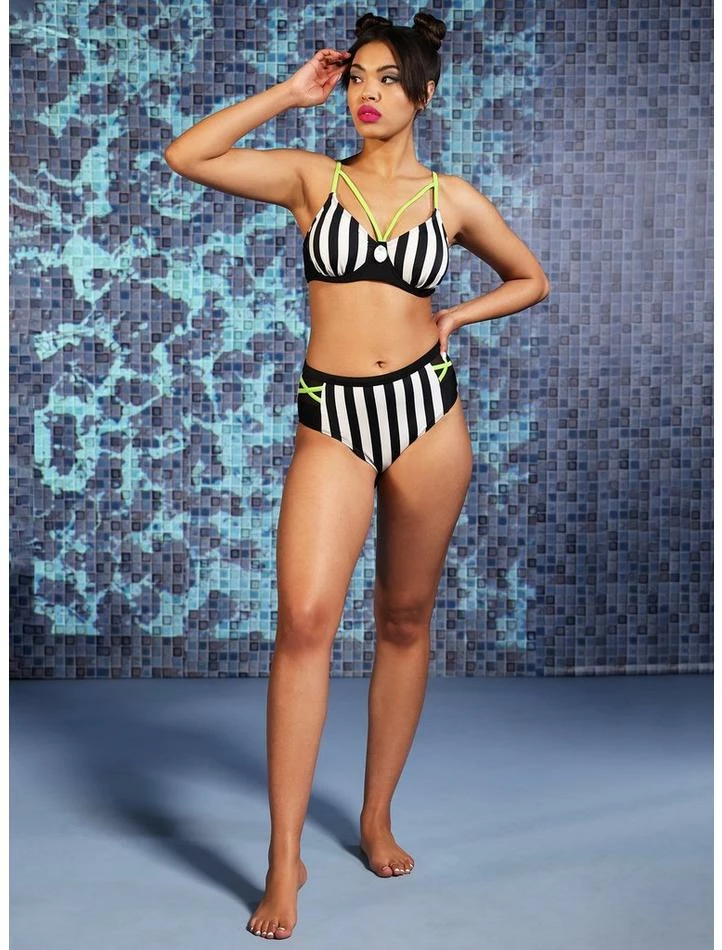 Buy π Beetlejuice Stripe High-Waisted Swim Bottoms β