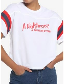 Best Sale ⌛ A Nightmare On Elm Street Varsity 😍 Girls Crop Jersey Top ✨