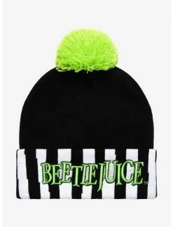 Outlet 🔔 Beetlejuice Stripe Pom Beanie 💯