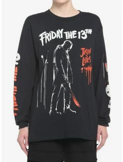 Flash Sale β¨ Friday The 13th Jason Lives β€οΈ Girls Long-Sleeve T-Shirt β€οΈ