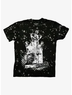 Budget 😀 Beetlejuice Tombstone Paint Splatter Boyfriend Fit ⌛ Girls T-Shirt ✨
