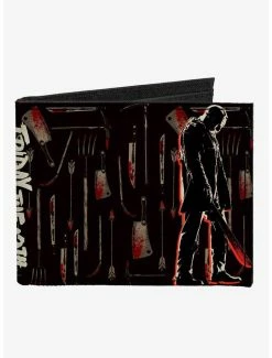 Budget β Friday The 13th Jason Machete Pose Bloody Tools Canvas Bifold Wallet β